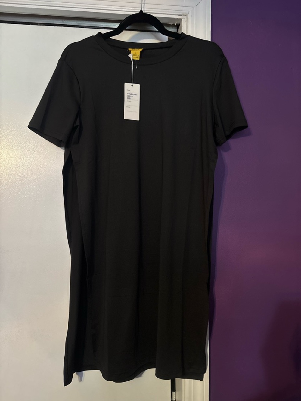NWT Daisy Slit Sides Black Mini T-Shirt Dress Unique Goth Whimsical Flowy